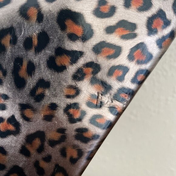 Leopard Cheetah Print Vinyl Clutch Wallet Double Kisslock & Magnetic Purse Retro - Picture 14 of 16